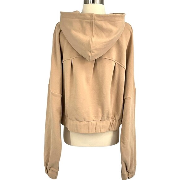 PopFlex Half Zip Warm Up Hoodie Latte Oversized Sweatshirt Size Medium M - Picture 6 of 11